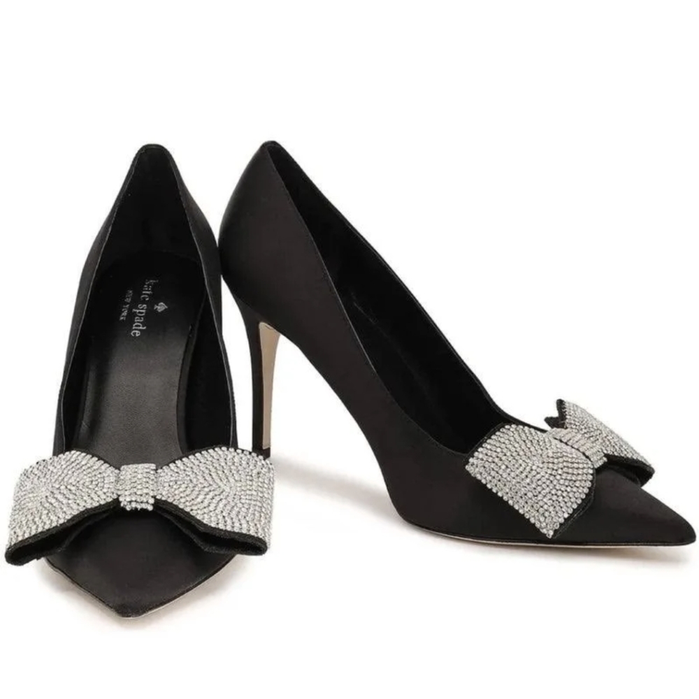 Kate Spade Viena Black Satin Heels